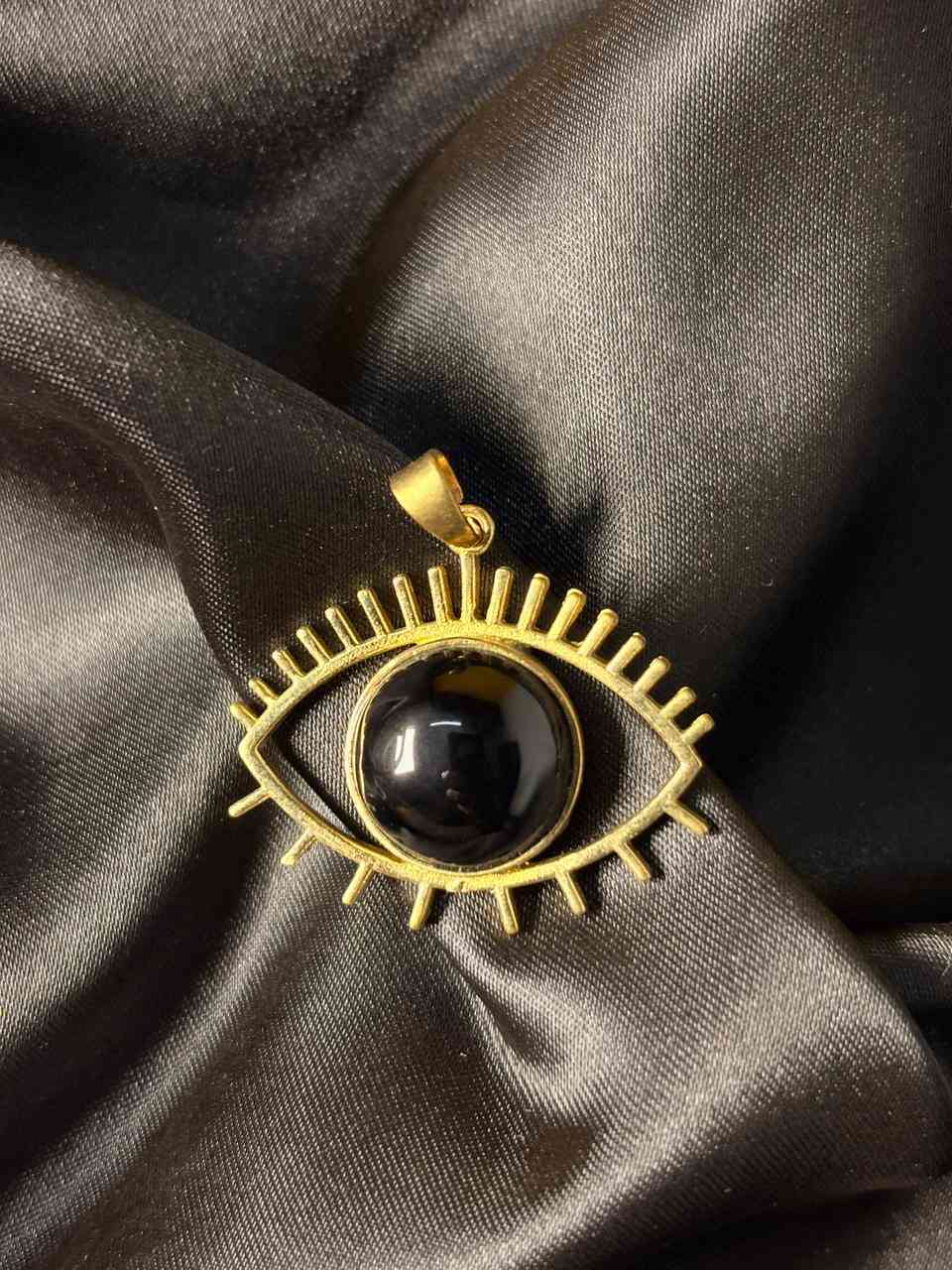 Evil eye natural stone brass pendant 