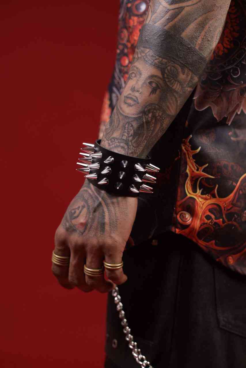 Three layer medium spike Punk bracelet 